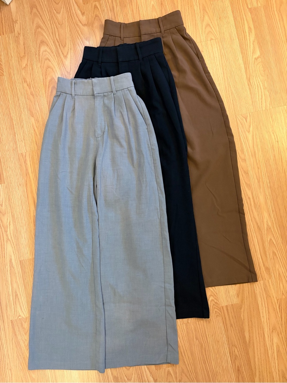 Abercrombie & Fitch Wide-Leg Trousers in Light Gray, Black & Brown (bundle)